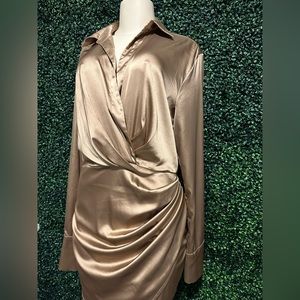 Tan Long Sleeve Dress